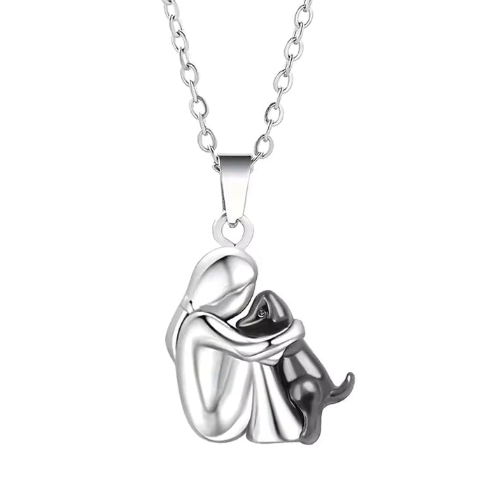 Gold &amp; Silver Necklace Béibhinn with Woman and Dog