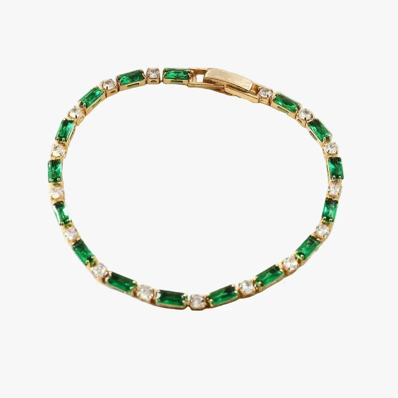 Gold Tennis Bracelet Caoimhe with Emerald and Zirconia