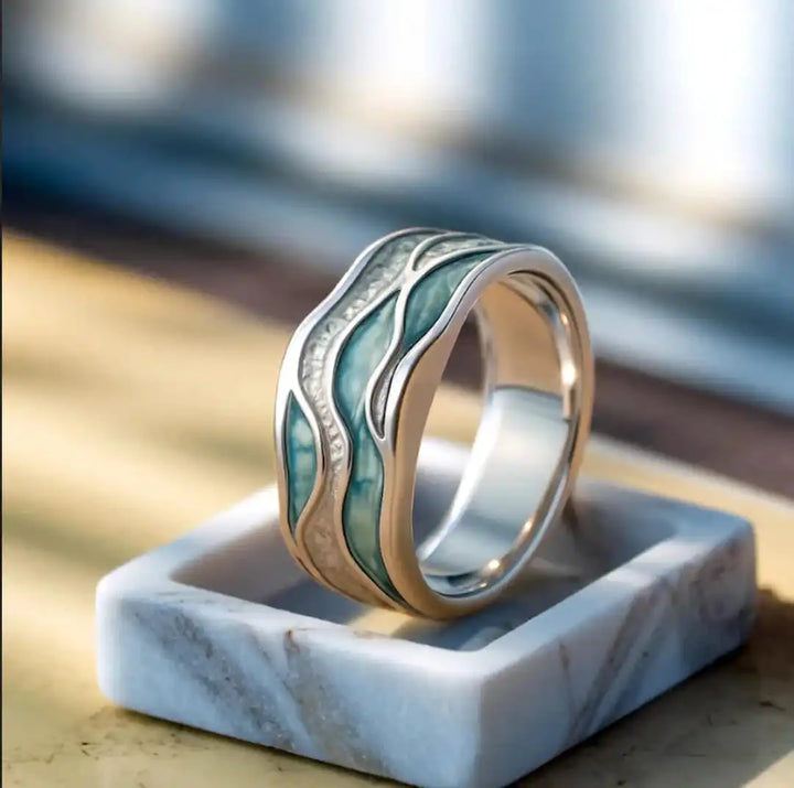 Silver Ring Sorcha with Turquoise Waves
