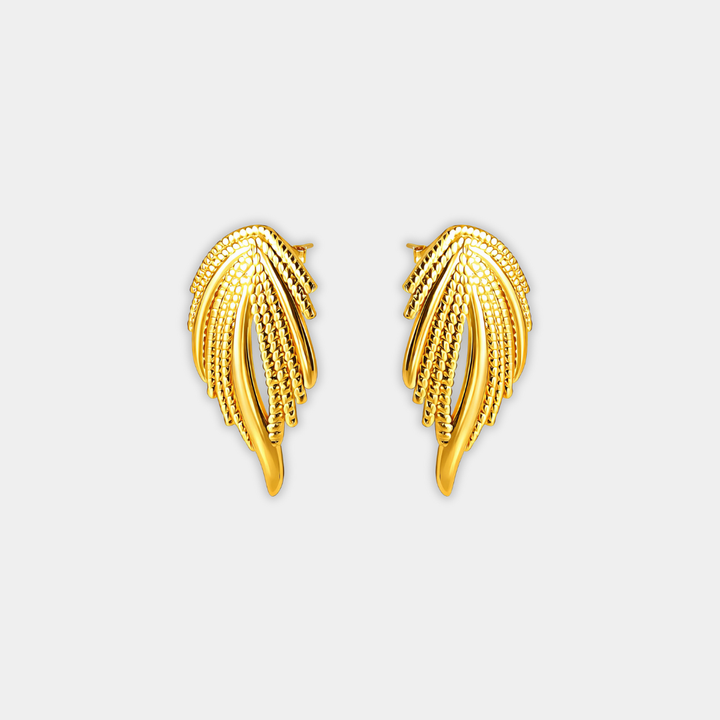 Gold Stud Earrings Deirdre with Angel Wing