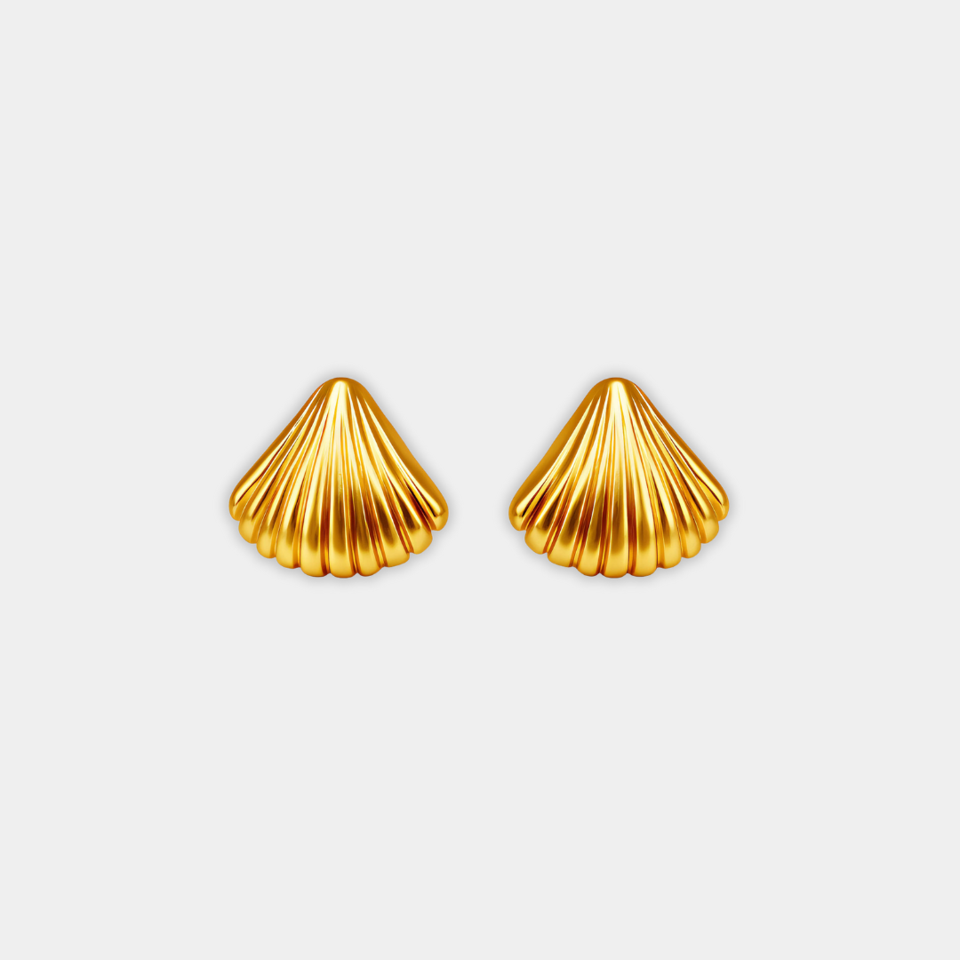 Gold Shell Stud Earrings Dervla