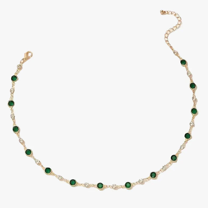 Gold Necklace Áine with Emerald