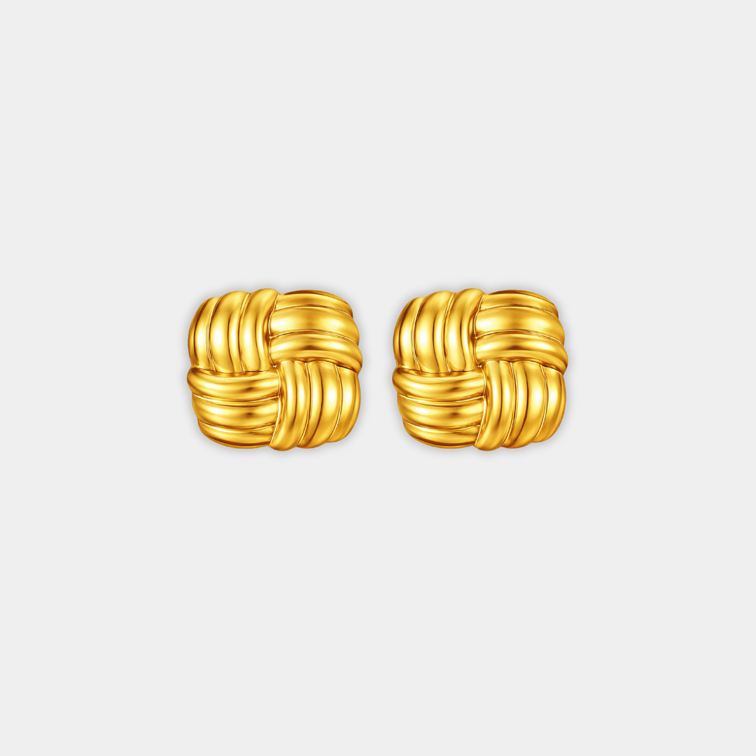 Gold Stud Earrings Aoife with Knot Design