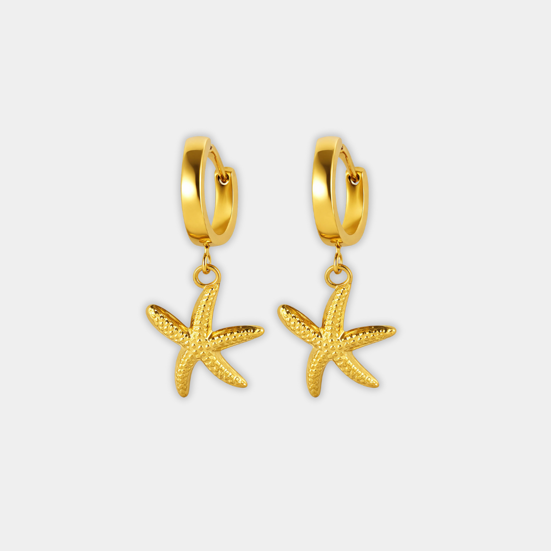 Gold Hoop Earrings Éabha with Starfish