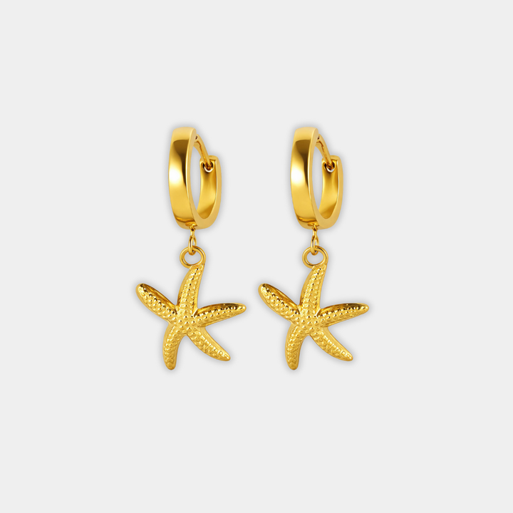 Gold Hoop Earrings Éabha with Starfish