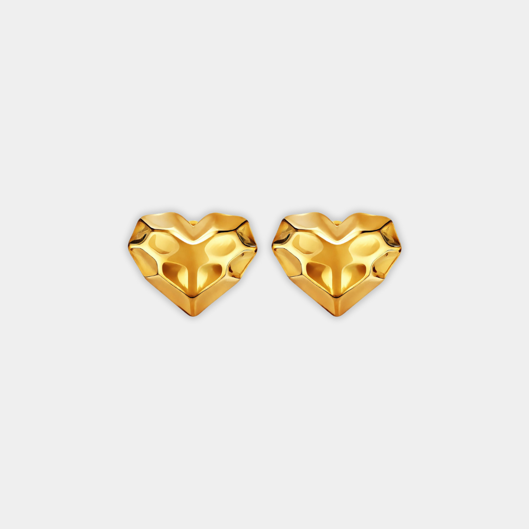 Gold Heart Stud Earrings Nuala