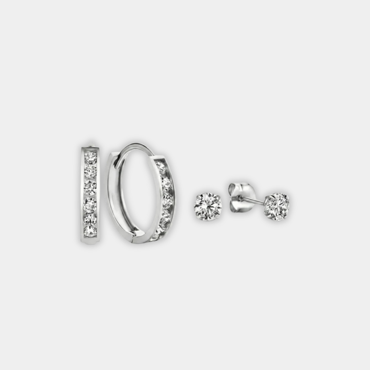 Silver Stud Earrings Saoirse with Zirconia