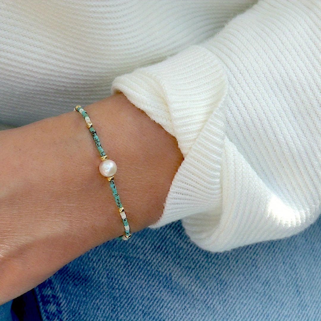 Turquoise Beaded Bracelet Nóra with Pearl