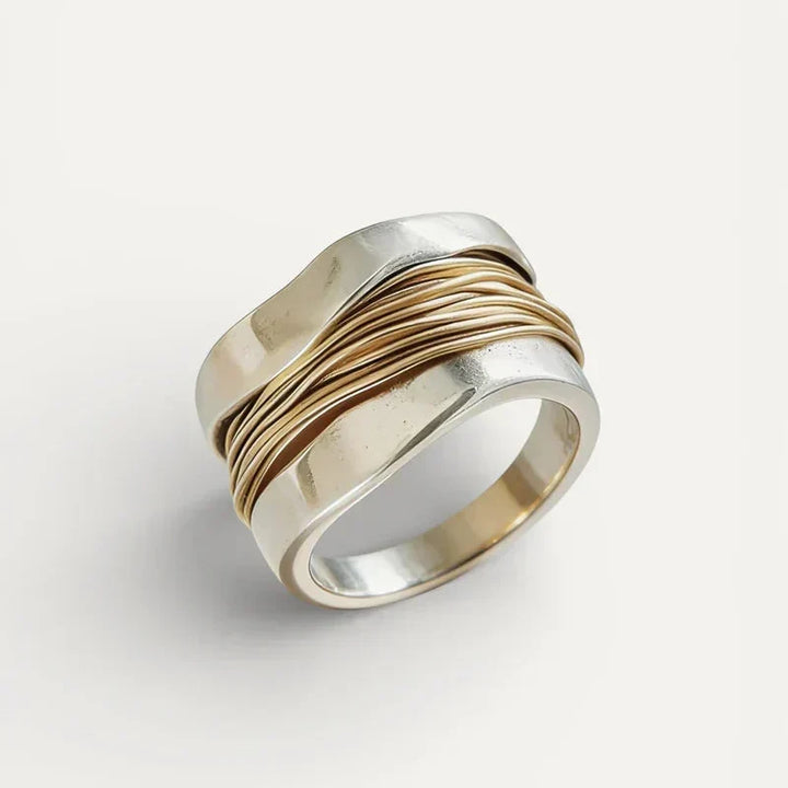 Gold &amp; Silver Ring Róisín with Wire Wrap