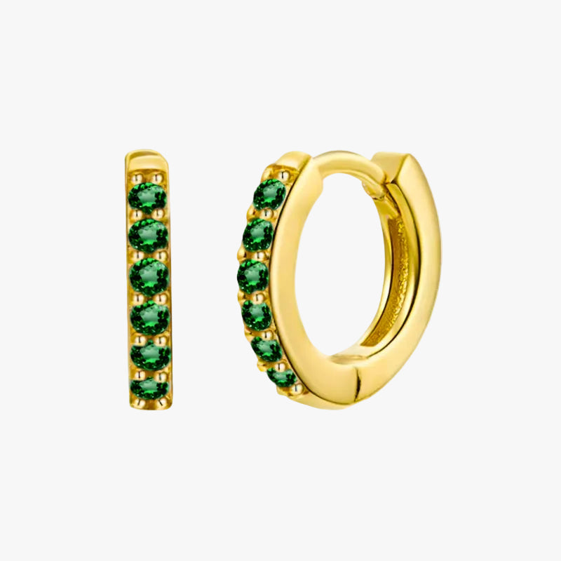 Gold Hoop Earrings Ciara with Emerald