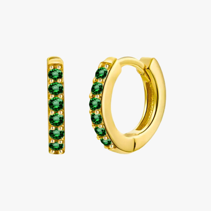Gold Hoop Earrings Ciara with Emerald