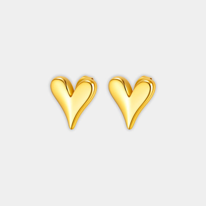 Gold Heart Stud Earrings Caoimhe