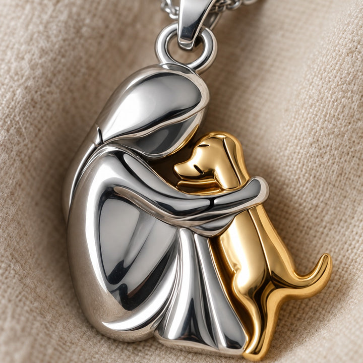 Gold &amp; Silver Necklace Béibhinn with Woman and Dog