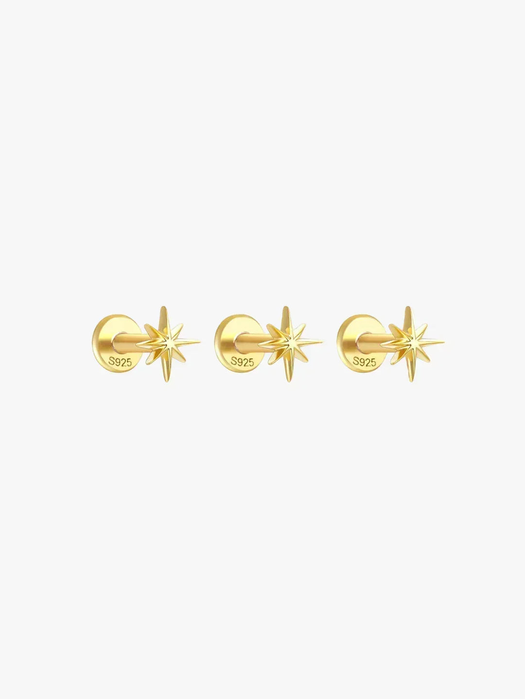 Gold Stud Earrings Dervla with Star Motif