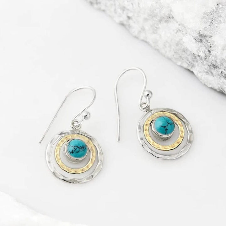 Silver &amp; Gold Drop Earrings Adare with Turquoise