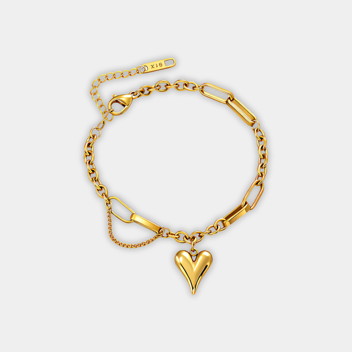 Gold Charm Bracelet Deirdre with Heart