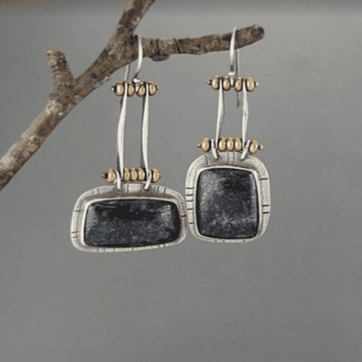 Silver Drop Earrings Adare with Grey Stone