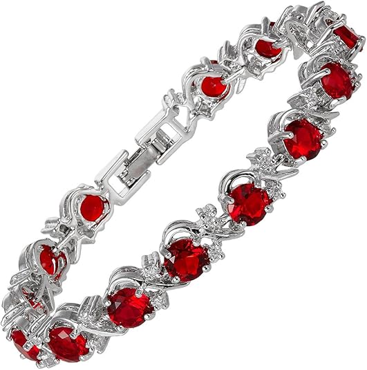 White Gold Tennis Bracelet Deirbhile with Ruby