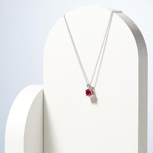 White Gold Necklace Emer with Round Ruby