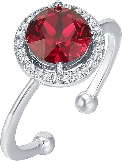 White Gold Ring Siobhán with Ruby Halo