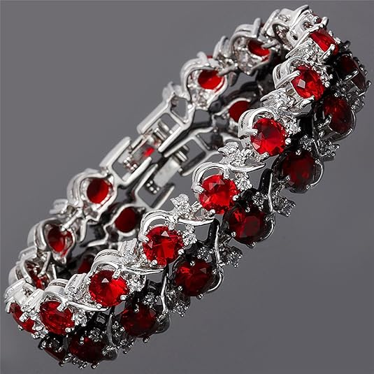 White Gold Tennis Bracelet Deirbhile with Ruby