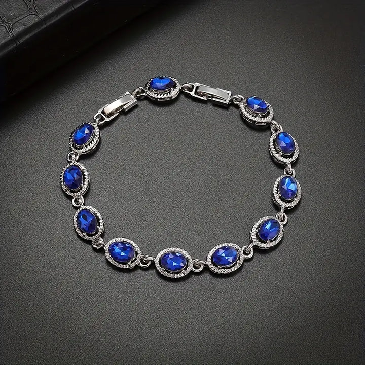 Silver Tennis Bracelet Deirdre with Sapphire Stones