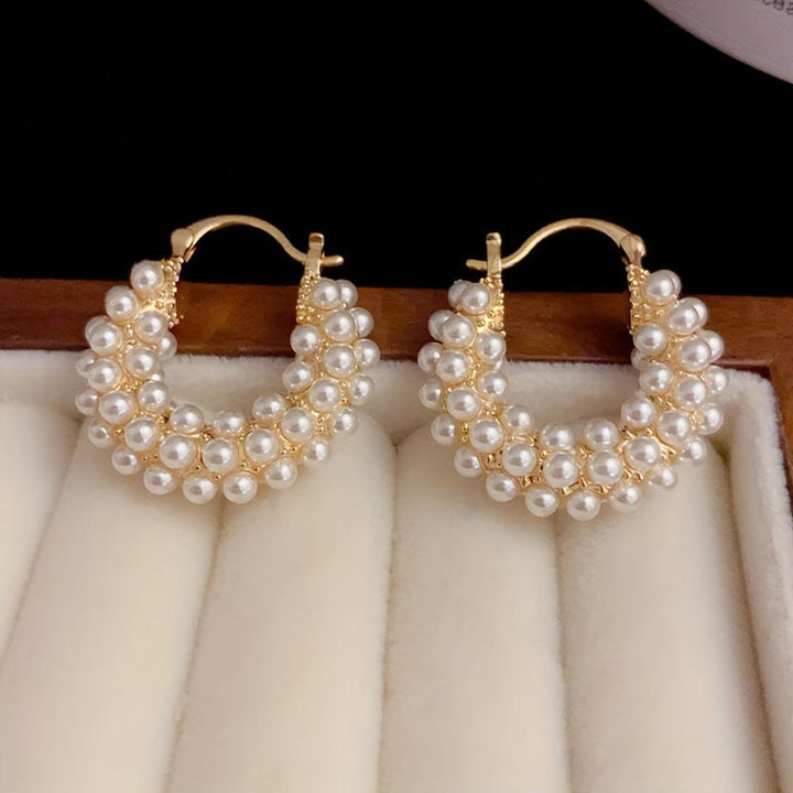 Gold Hoop Earrings Darina with Pearls