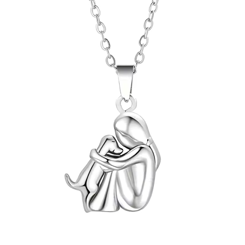 Gold &amp; Silver Necklace Béibhinn with Woman and Dog