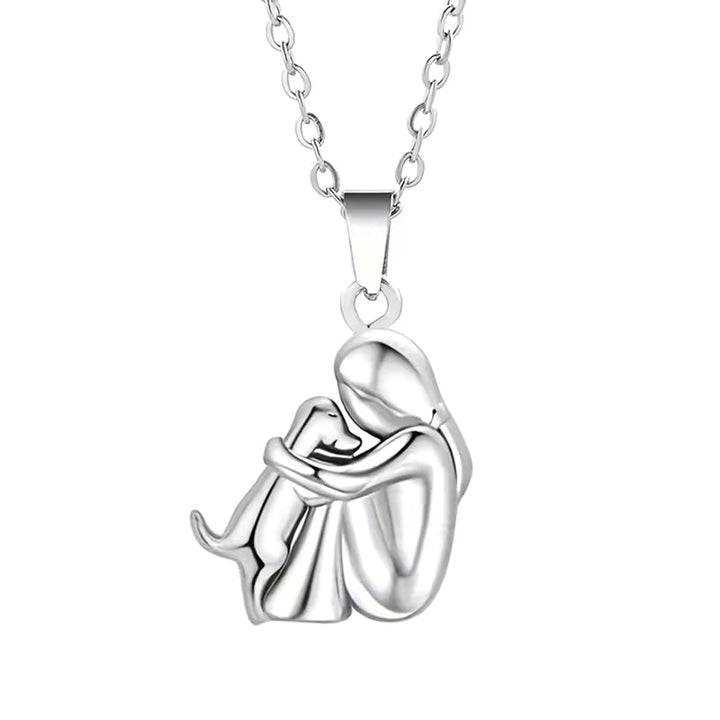 Gold &amp; Silver Necklace Béibhinn with Woman and Dog