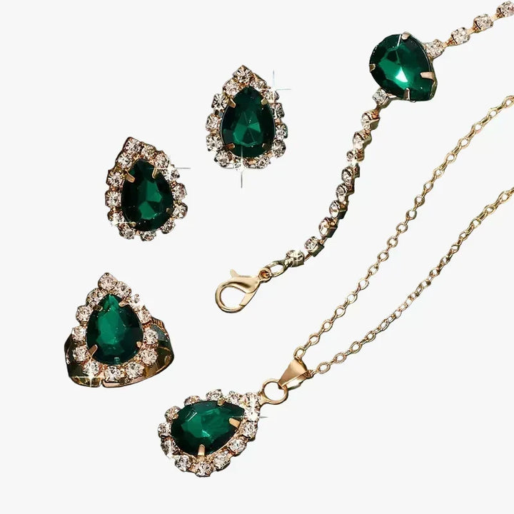Gold Necklace Aisling with Emerald