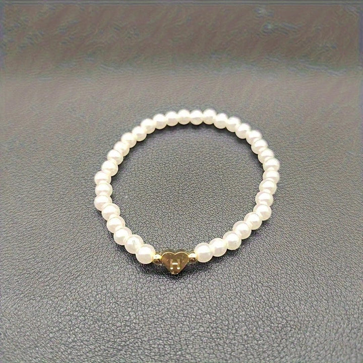 Pearl Beaded Bracelet Laoise with Heart Initial