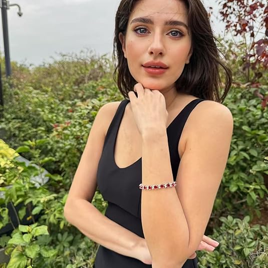 White Gold Tennis Bracelet Deirbhile with Ruby