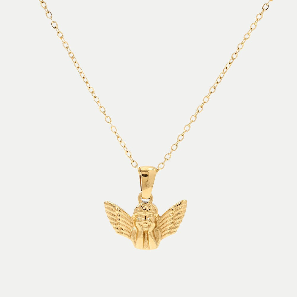 Gold Necklace Gráinne with Angel Motif