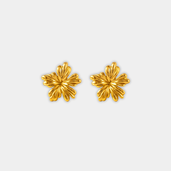 Gold Stud Earrings Sadhbh with Flower