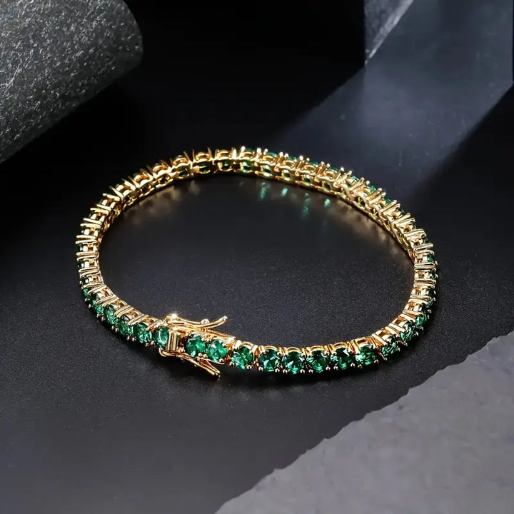 Gold Tennis Bracelet Niamh with Emerald