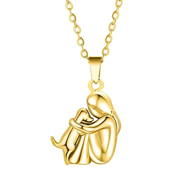 Gold &amp; Silver Necklace Béibhinn with Woman and Dog