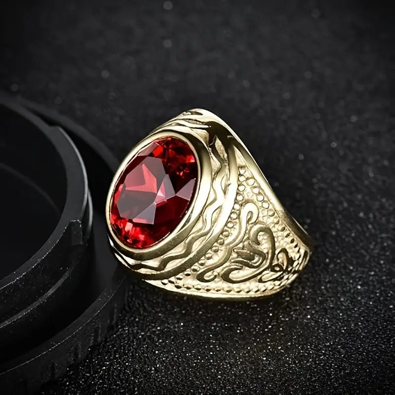 Gold Signet Ring Dervla with Ruby