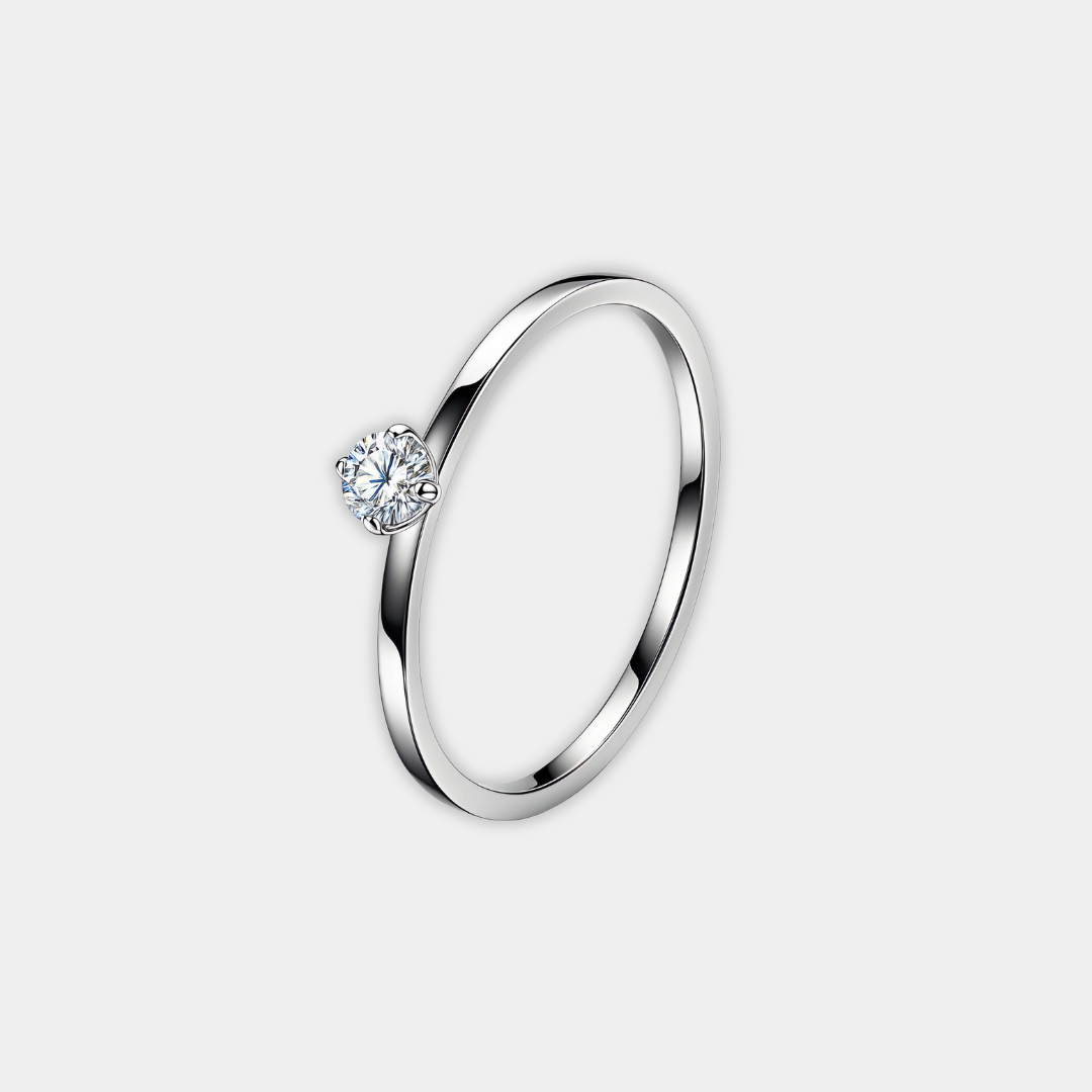 Gold Ring Órla with Crystal Solitaire