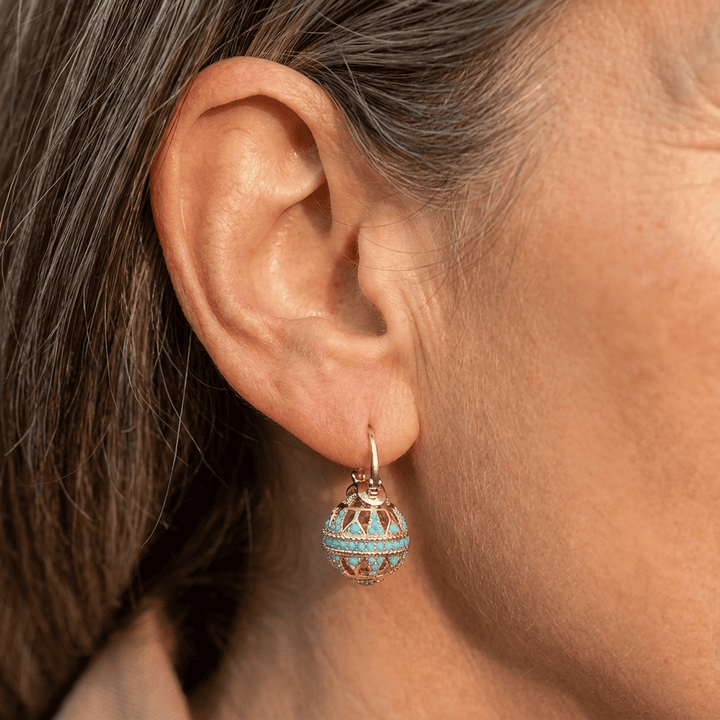 Gold Drop Earrings Dervla with Turquoise Beads