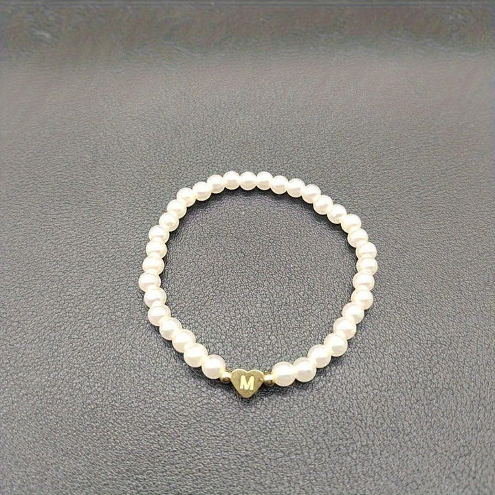 Pearl Beaded Bracelet Laoise with Heart Initial