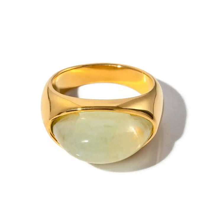 Silver &amp; Gold Ring Muirne with Green Stone