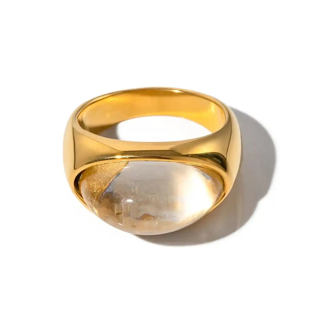 Silver &amp; Gold Ring Muirne with Green Stone