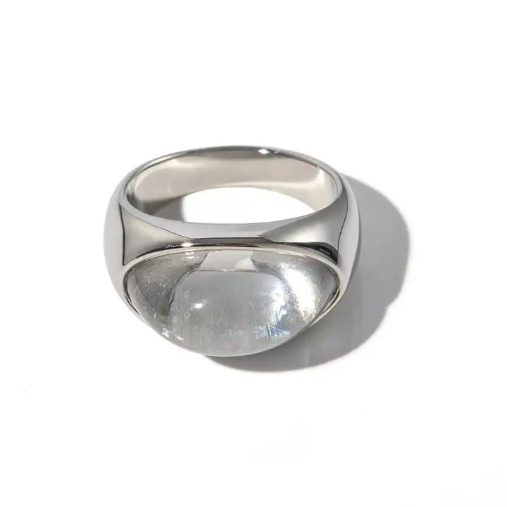 Silver &amp; Gold Ring Muirne with Green Stone