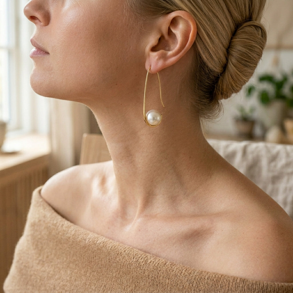 Gold Drop Earrings Kinsale with Pearl