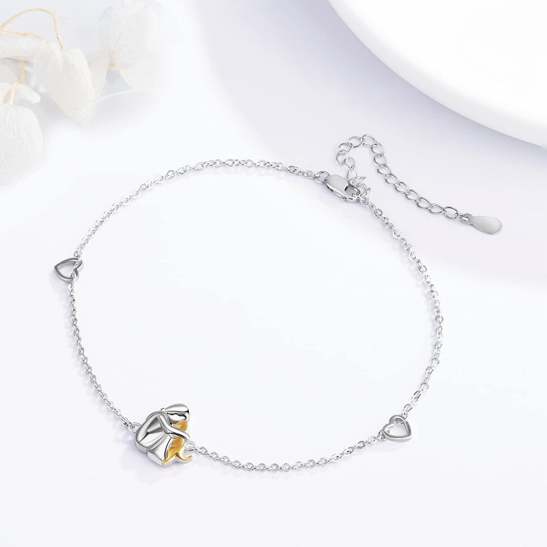 Gold &amp; Silver Chain Bracelet Bríd with Person and Dog