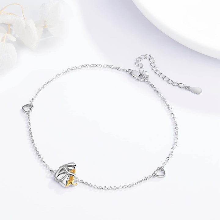 Gold &amp; Silver Chain Bracelet Bríd with Person and Dog