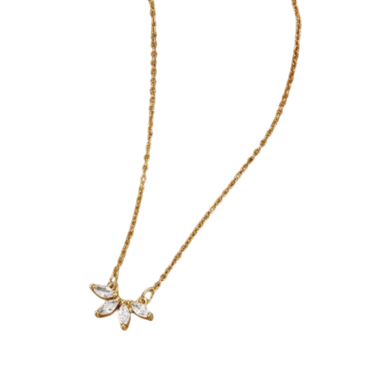 Gold Necklace Méadhbh with Crystal Leaves
