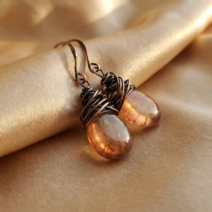 Antique Gold Drop Earrings Clifden with Citrine