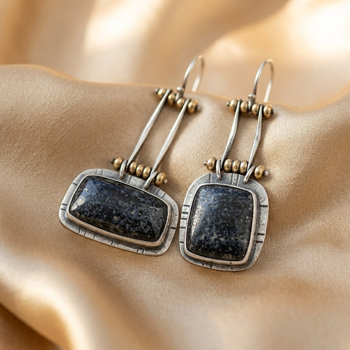 Silver Drop Earrings Adare with Grey Stone