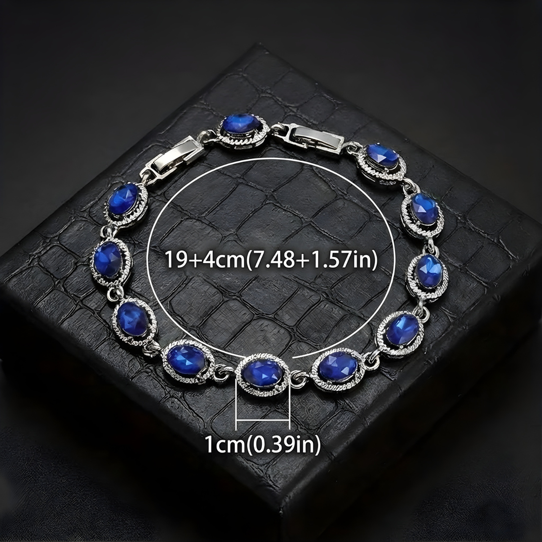 Silver Tennis Bracelet Deirdre with Sapphire Stones